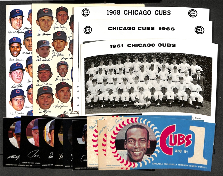 Chicago Cubs Memorabilia Lot w. Vintage Bumper Stickers & Team Photos
